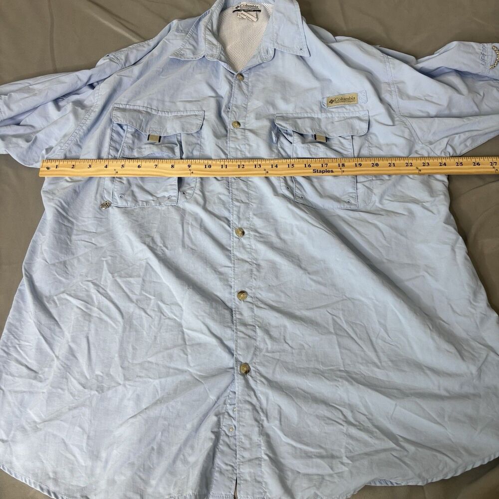 Columbia PFG Shirt Mens XL Blue Performance Vented Hiking Fishing Button Down - Picture 7 of 9